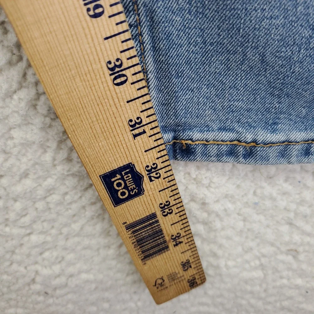 Levis 505 Regular Fit Straight Leg Light Wash Blue Stretch Jeans 33x32